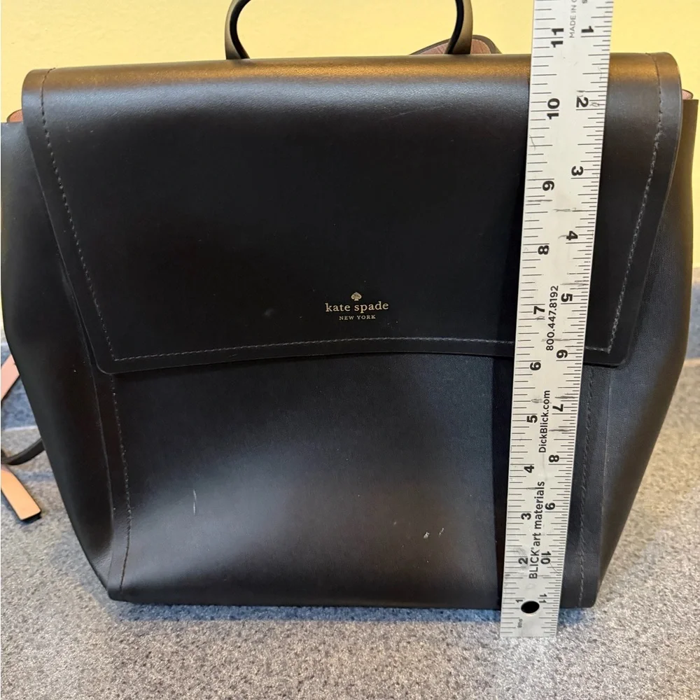 kate spade black leather flap backpack